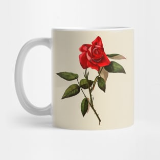 Single Stem Red Rose Isolated Vector Art Mug